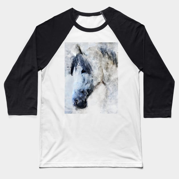 Dramabite Horse watercolor equine animal rider riding pony Baseball T-Shirt by dramabite